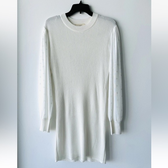 no comment Dresses & Skirts - No Comment Dress Ivory Ribbed Knit Sheer Sleeve Women XL Ethereal Whimsical NWOT